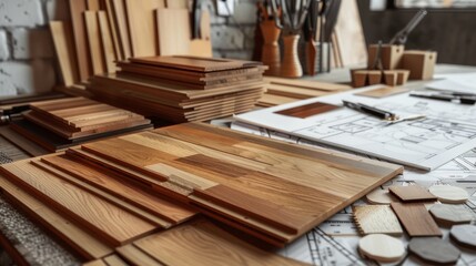 Masterful Woodwork A Spectrum of Finishes and Tools on a Craftsman's Workbench