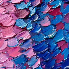 Fototapeta premium thik palette knife art style, abstract, with only 2 color hues, magenta hues, blue hues