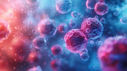 Microscopic View Of Cells In A Vivid Colorful Background