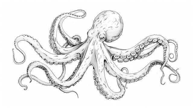 recommend clip art: Minimalist Line Art Drawing of an Octopus - Elegant Sea Creature Illustration
