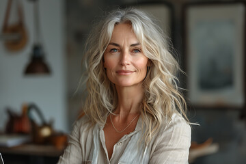 Confident Middle-Aged Executive at Home Office