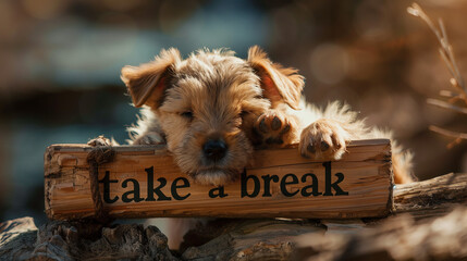 Fototapeta premium puppy taking a break