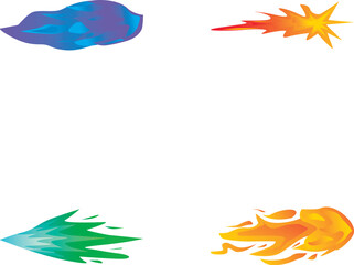 Obraz premium Vibrant collection of stylized flames and meteors, perfect for creative designs