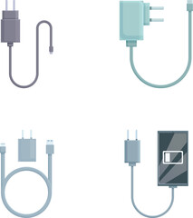 Vector illustration of diverse types of power plugs and connectors for different electronic devices
