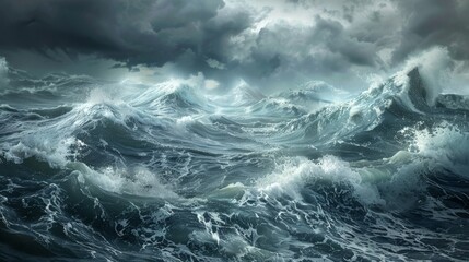 Powerful Waves Capturing the Raw Force of Nature in a Stormy Sea