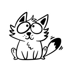 Cute kitten on a white background. Doodle. Hand drawing.