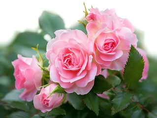 Fototapeta premium バラpink rose flowers in a floral arrangement isolated on white or transparent background 