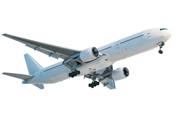 Obraz premium A PNG image of an airplane showcases a sleek, modern airliner in flight