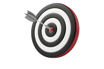 A PNG image presents a 3D-rendered bullseye sticker