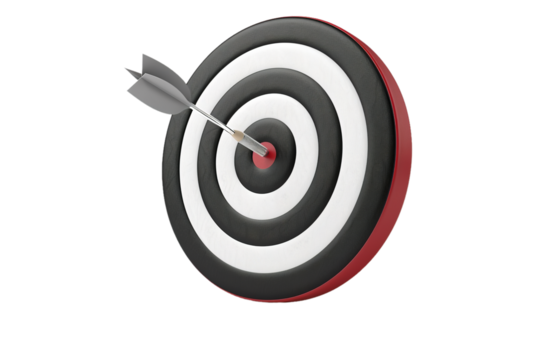 A PNG image presents a 3D-rendered bullseye sticker