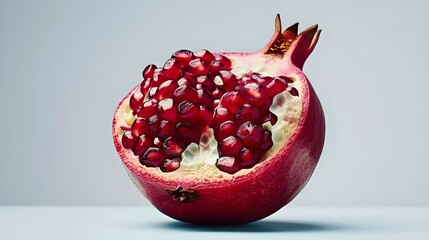 Pomegranate Seeds Cross Section Up Close On Minimalist Background (Generative AI)