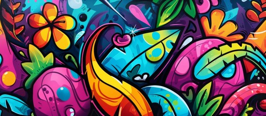 Fototapeta premium Colorful graffiti art design bright and cheerful background.
