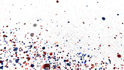 Confetti - Red white blue shiny confetti Confetti on white background, isolate, tricolor concept, independence and freedom day USA