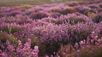 Heather Flowers in a Field of Wild Lavender