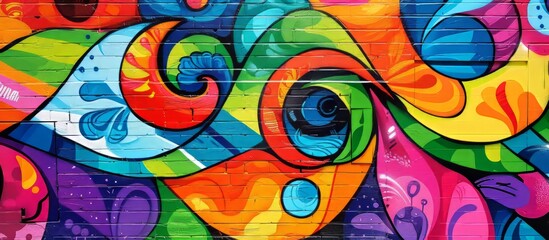 Colorful graffiti art design bright and cheerful background.