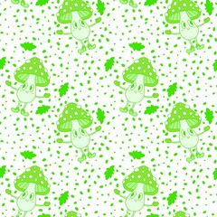 Cartoon autumn seamless mushrooms pattern for wrapping paper and fabrics