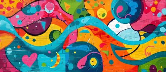 Colorful graffiti art design bright and cheerful background.