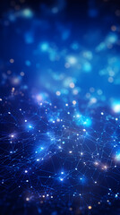 Fototapeta premium Glowing connections and network dots on blue background