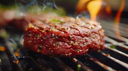 Juicy Grilled Steak On A Barbecue Grill