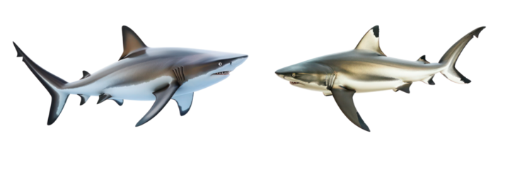 Set of big shark isolated on transparent background
