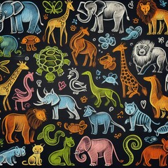 Animal Adventure: Chalk Drawing Bringing Zoo Animals to Life