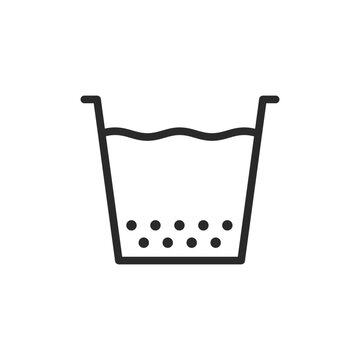 Water sedimentation, linear style icon. sedimentation process in water treatment. Editable stroke width.