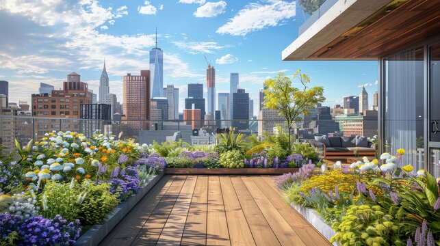 Urban Oasis Skyline Rooftop Garden Escape with Stunning City Views