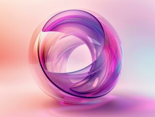 Obraz premium Abstract 3D Glass Sphere with Purple and Pink Swirls, Modern Art Design