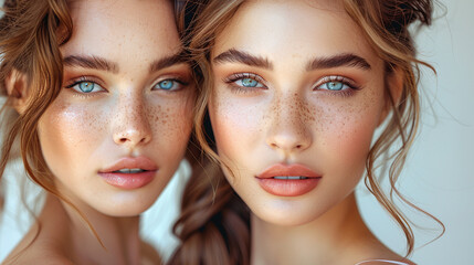 beauty portrait of a group of female models