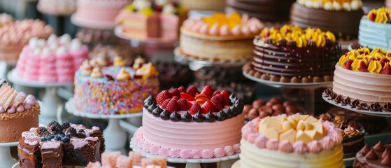 A variety of colorful cupcakes background. An assortment of delicious cupcakes arranged on a platter.