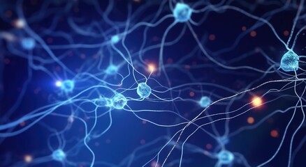 3D illustration of An animated visualization showing the neural network within brain cells, representing learning and various structures in the human mind
