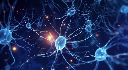Fototapeta premium 3D illustration of An animated visualization showing the neural network within brain cells, representing learning and various structures in the human mind 