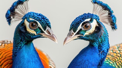 Symmetrical Display of Majestic Peacocks - Vibrant and Colorful Illustration of Intricate Feather Patterns