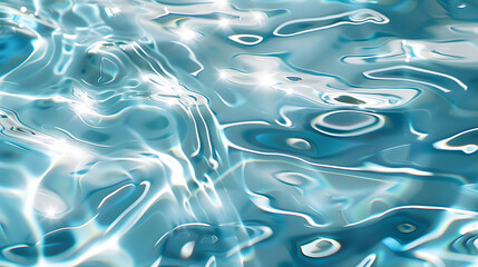 Surface of the water, in the style of light blue and silver with sunlight 