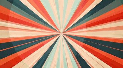 Dynamic red, orange, blue, and white rays converging at a central point. Concept of energy, movement, and abstract design.