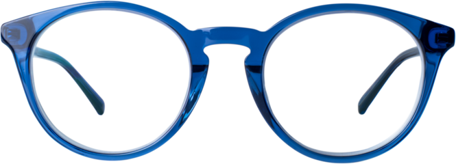 Pair of blue eyeglasses made of acetate