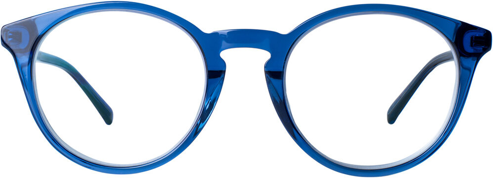 Pair of blue eyeglasses made of acetate