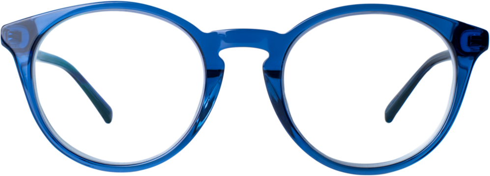 Pair of blue eyeglasses made of acetate