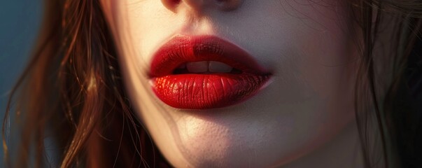 Fototapeta premium Close-up portrait of a young woman with freckles, natural makeup, and soft, wavy hair