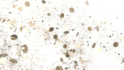 Cascading Splendor: Striking 3D Illustration Showcasing a Dazzling gold Confetti Display