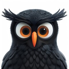 Fototapeta premium Owl face icon. Close-up Funny Portrait of owl.