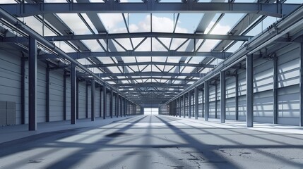 Industrial Elegance Steel Beams and Structures in a Modern Warehouse Construction Site