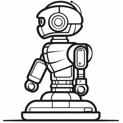 Fototapeta premium Black and white side view illustration of a humanoid robot, suitable for futuristic and technological themes.
