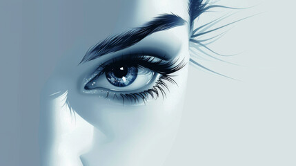 A stylized blue eye with an artistic design, showcasing unique creative elements and visual appeal.