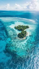Obraz premium Breathtaking Aerial View of Heart Shaped Island in Turquoise Waters