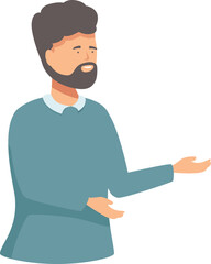 Bearded man showing something with hand gesture presenting something important illustration