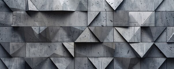 Modern wall design forming a geometric pattern of concrete triangles