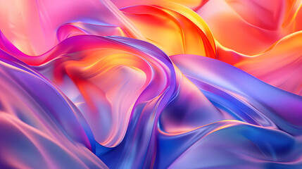Fototapeta premium Abstract colorful background with fluid shapes and curves. 3d rendering illustration. Colorful waves in purple blue pink orange red yellow. Abstract wallpaper design for print 