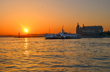 sunset over the bosphorus, kadikoy istanbul