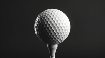A white golf ball is shown in a black and white photo